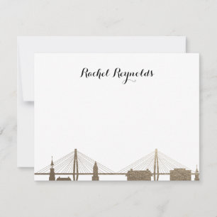 Charleston South Carolina Faux Gold Notecard