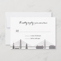 Charleston South Carolina Faux Silver Rsvp Card