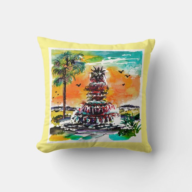 Charleston South Carolina Fountain Customise Back Cushion (Front)