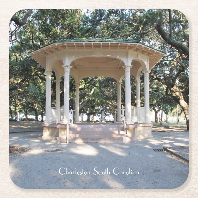 Charleston South Carolina, Gazebo, Battery Square Paper Coaster (Front)