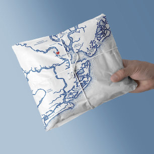 Charleston South Carolina Map Elegant Navy Blue  Tissue Paper