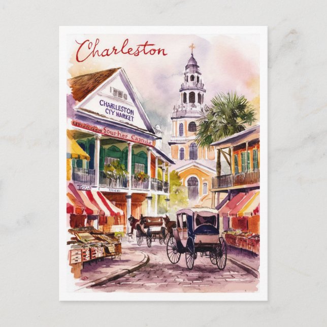 Charleston, South Carolina Market Painting Postcard (Front)