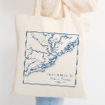 Charleston South Carolina Navy Blue Wedding Tote Bag<br><div class="desc">Delight your guests with this elegant navy blue Lowcountry South Carolina map-themed wedding favour tote bag, perfect for your Charleston celebration. Ideal for historic and romantic venues like the William Aiken House, Boone Hall Plantation, Magnolia Plantation and Gardens, The Cedar Room, Lowndes Grove Plantation, Legare Waring House, Middleton Place, The...</div>