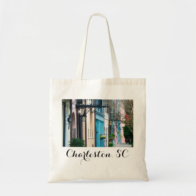 Charleston South Carolina Rainbow Row Houses Tote  Bag (Front)