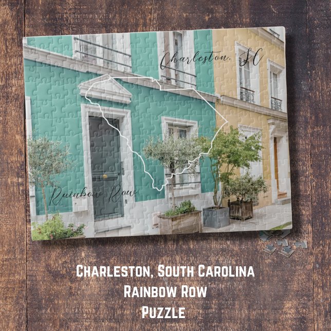 Charleston South Carolina Rainbow Row Puzzle (A puzzle of Rainbow Row. A fun night chilling and putting this pillow together. Seal it and hang it!)