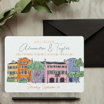 Charleston South Carolina Save The date Invitation<br><div class="desc">Introducing our Charleston South Carolina Save The Date Invitation, a beautifully designed card that encapsulates the charm and history of this iconic city. The invitation features a stunning watercolor illustration of Rainbow Row, a picturesque row of historic houses in downtown Charleston. Key Features: Charming Watercolor Design: The centerpiece of this...</div>