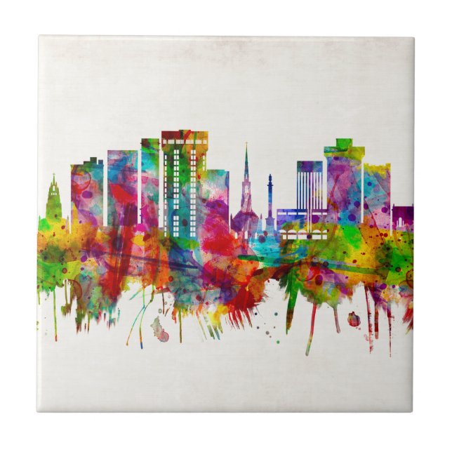 Charleston South Carolina Skyline Ceramic Tile (Front)