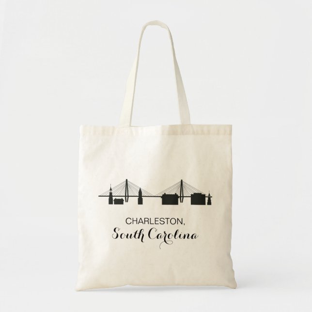 Charleston South Carolina Skyline Tote Bag (Front)