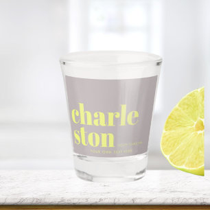 Charleston South Carolina typography Postcard Shot Glass