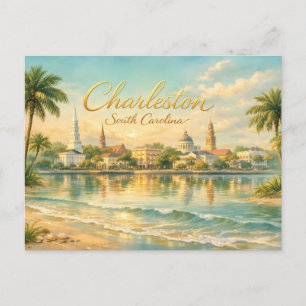 Charleston, South Carolina Vintage Beach, Church Postcard