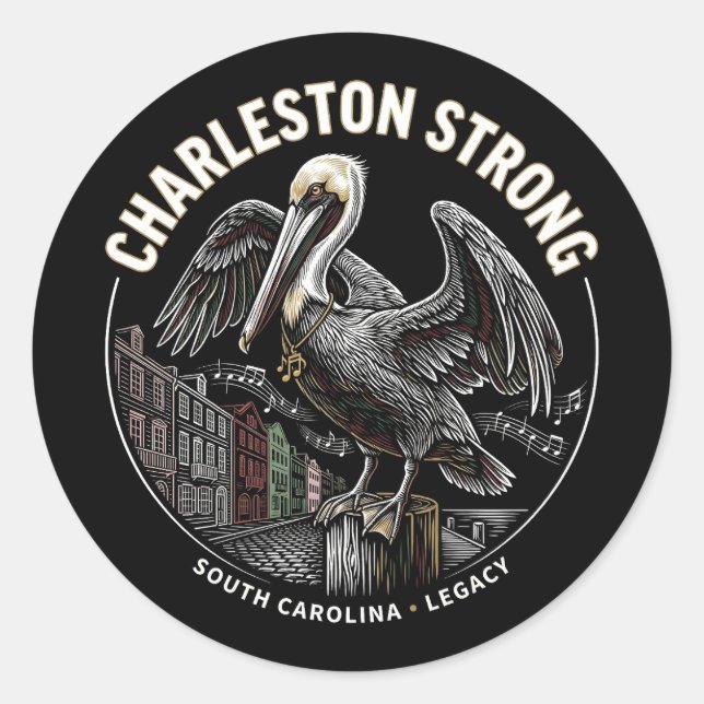 Charleston Strong Pelican Gullah Geechee Cultural  Classic Round Sticker (Front)