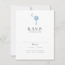Charleston Toile in Blue Wedding Response Card
