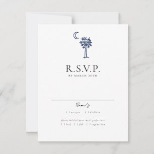 Charleston Toile Navy Blue Wedding Response Card