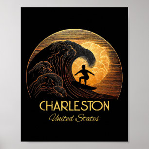 Charleston United States Surfing Surfboard Poster