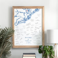 Charleston Wedding Elegant Map Guest Book Poster