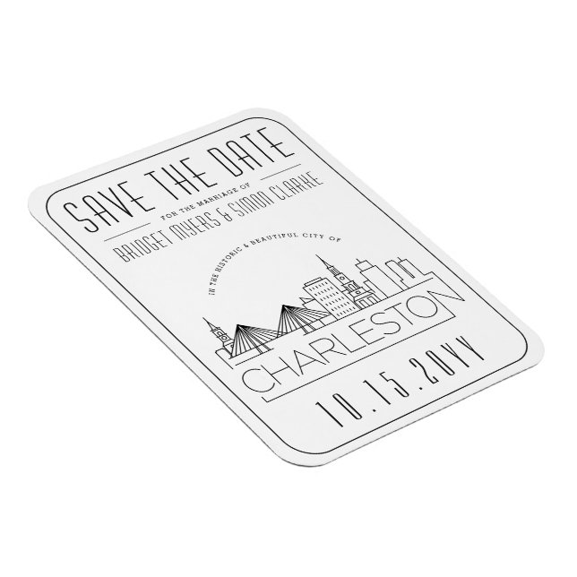 Charleston Wedding Stylised Skyline Save the Date Magnet (Right Side)