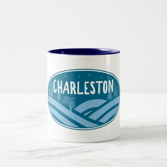 Charleston West Virginia Outdoors Two-Tone Coffee Mug (Center)