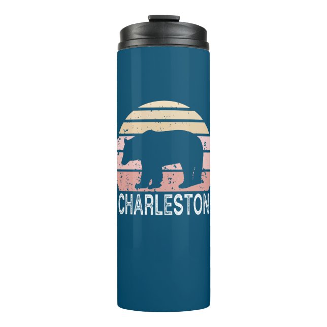 Charleston West Virginia Retro Bear Thermal Tumbler (Front)