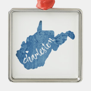 Charleston West Virginia Wood Grain Metal Ornament
