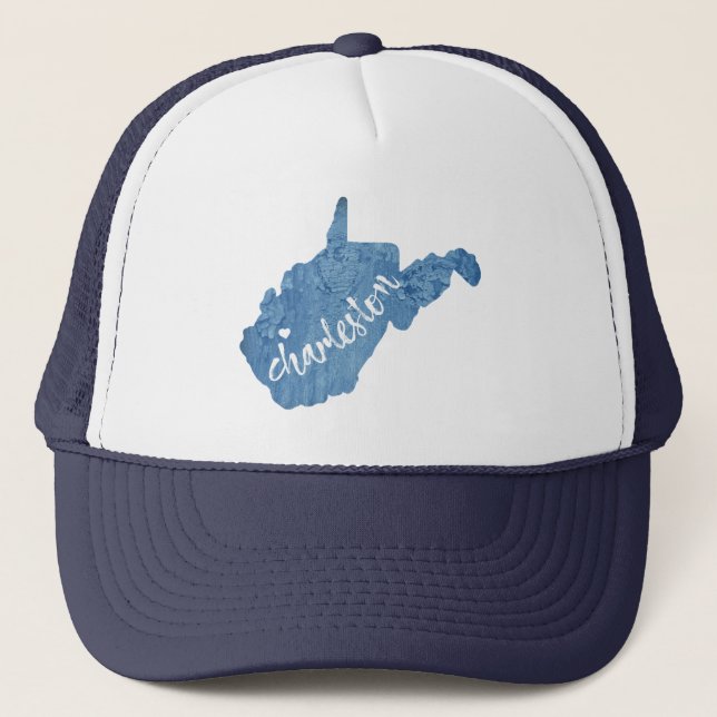 Charleston West Virginia Wood Grain Trucker Hat (Front)