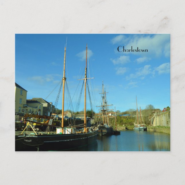 Charlestown Harbour Cornwall UK Poldark Location Postcard (Front)
