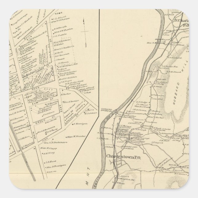 Charlestown, Langdon, Sullivan Co Square Sticker (Front)