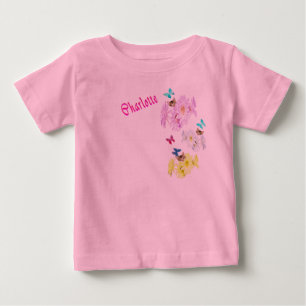 Charlette Name With Kittens And Flowers, Baby T-Shirt