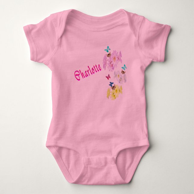 Charlette Name With Teddies, Baby Bodysuit (Front)