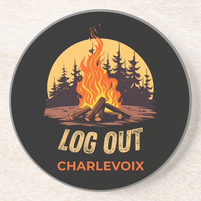 Charlevoix Michigan Campfire Coaster (Front)