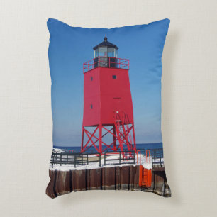 Charlevoix Pierhead Light accent pillow