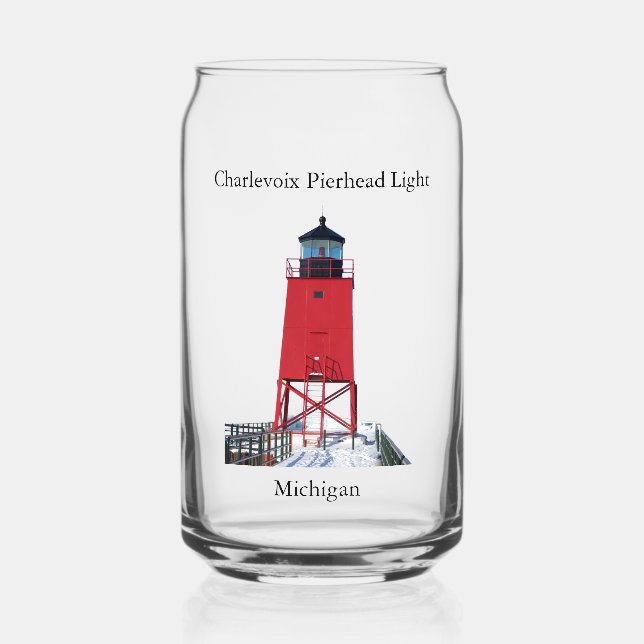 Charlevoix Pierhead Light can glass (Front)
