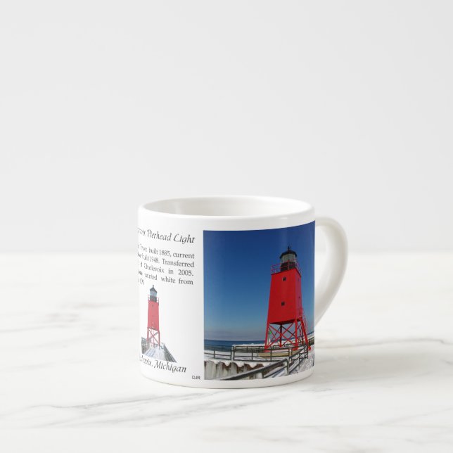 Charlevoix Pierhead Light espresso mug (Front Right)