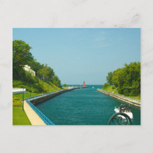 Charlevoix South Pier Light Station, Charlevoix,MI Postcard