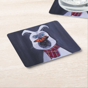 Charlie and the Monarch Painting by Alfred Fox Square Paper Coaster