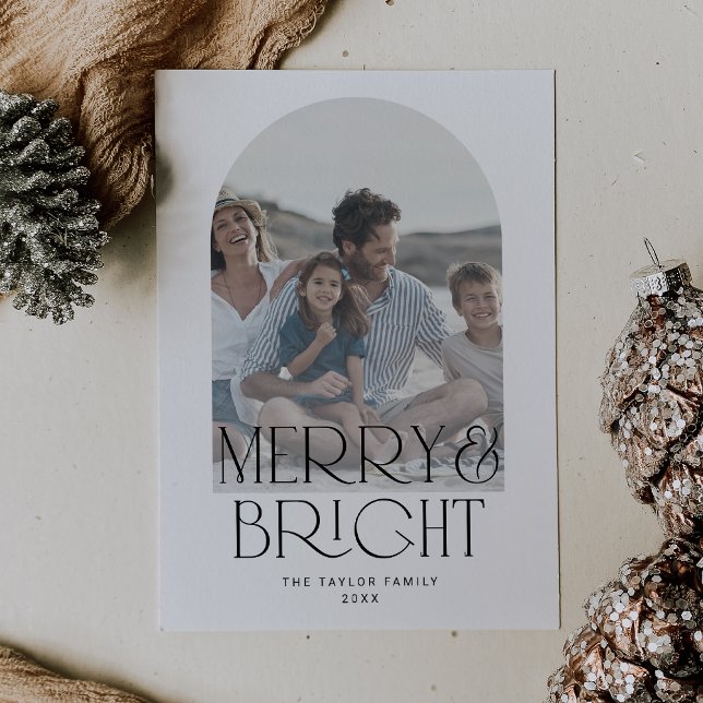 CHARLIE Black Arch Merry Bright Photo Christmas Holiday Card (CHARLIE Black Arch Merry Bright Photo Christmas Holiday Card)