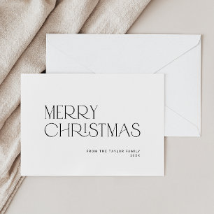 CHARLIE Black Easy Simple Family Merry Christmas Holiday Card