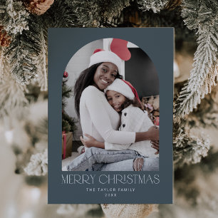 CHARLIE Blue Arch Xmas Photo Fun Merry Christmas Holiday Card