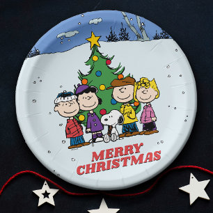 Charlie Brown and Friends Christmas Party Paper Plate