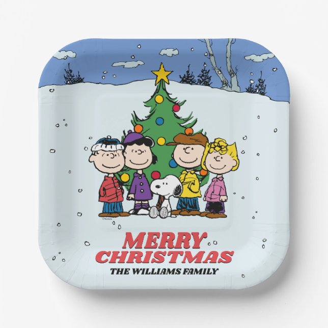 Charlie Brown and Friends Christmas Party Paper Plate (Front)