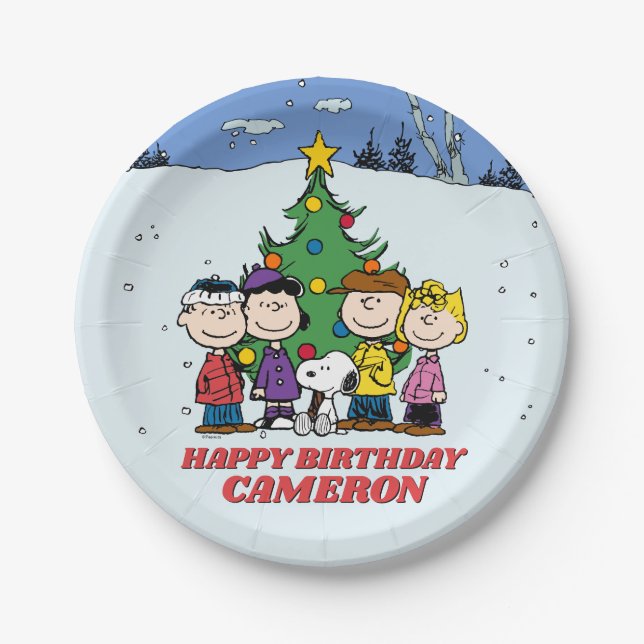 Charlie Brown and Friends Winter Birthday Paper Plate (Front)