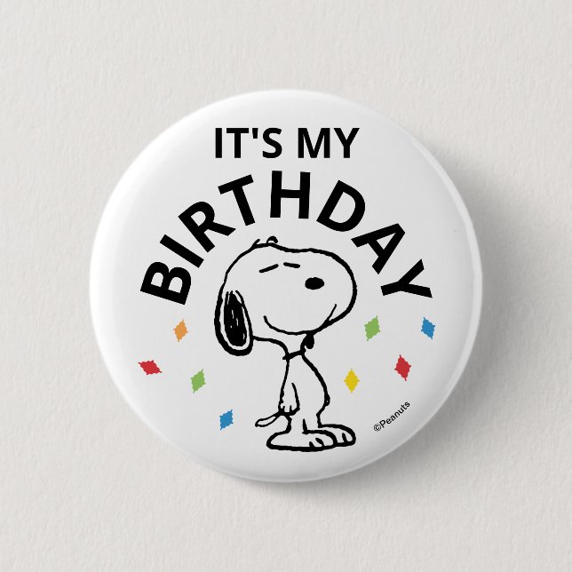 Charlie Brown and Gang Confetti Birthday 6 Cm Round Badge (Front)