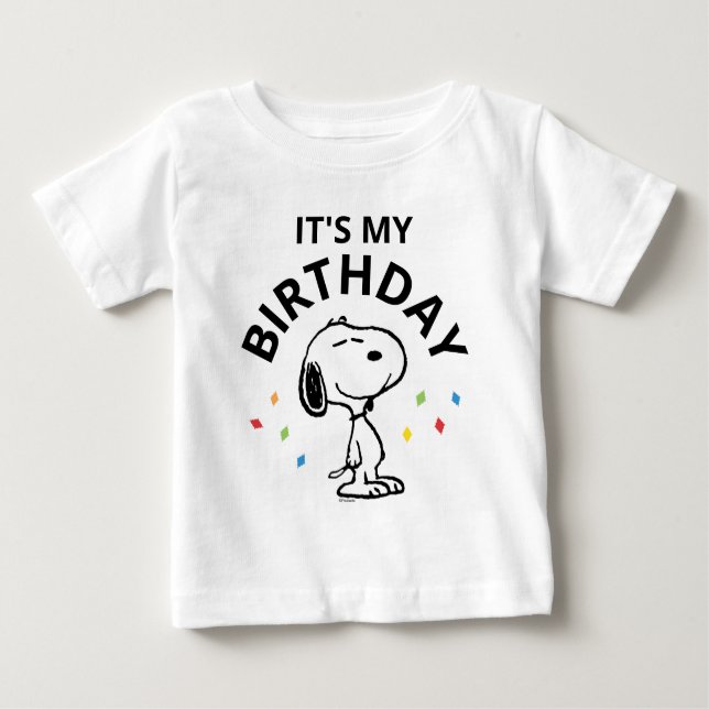 Charlie Brown and Gang Confetti Birthday Baby T-Shirt (Front)