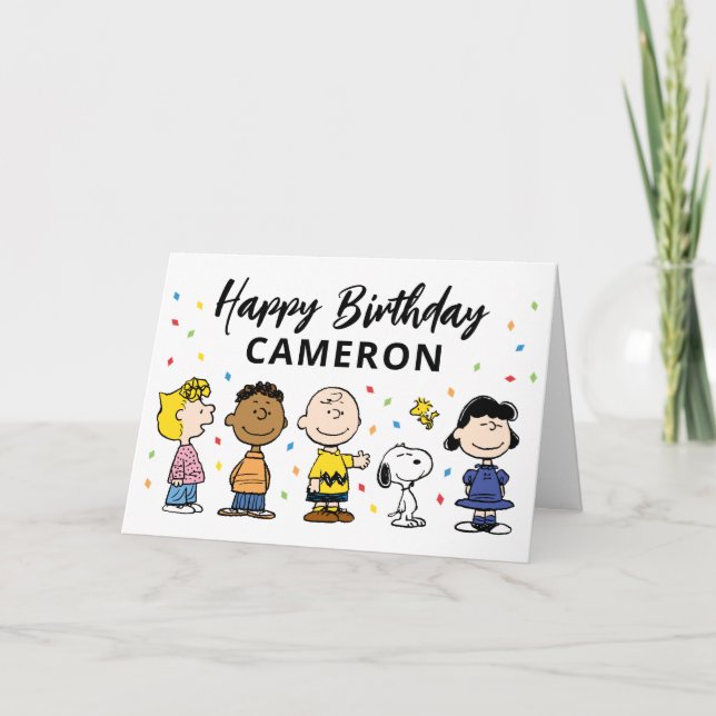 Charlie Brown and Gang Confetti Birthday Card (Front)