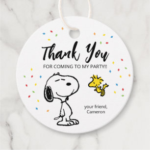 Charlie Brown and Gang Confetti Birthday Favour Tags
