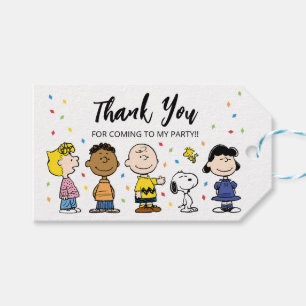 Charlie Brown and Gang Confetti Birthday Gift Tags