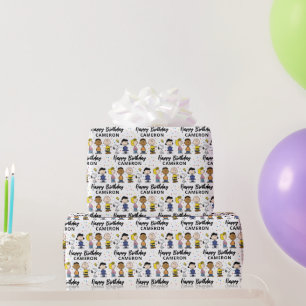 Charlie Brown and Gang Confetti Birthday Wrapping Paper