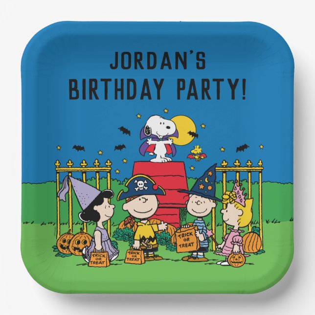 Charlie Brown and Gang Halloween Birthday Party Paper Plate (Front)