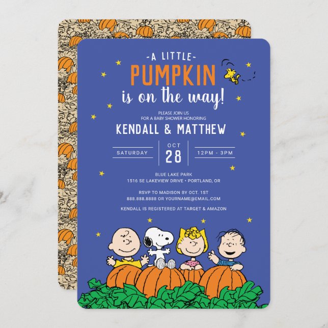 Charlie Brown and Gang Pumpkin Baby Shower Invitation (Front/Back)