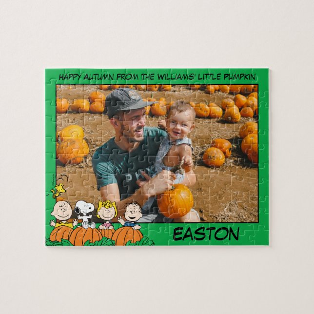 Charlie Brown and Gang Pumpkin Custom Photo Jigsaw Puzzle (Horizontal)
