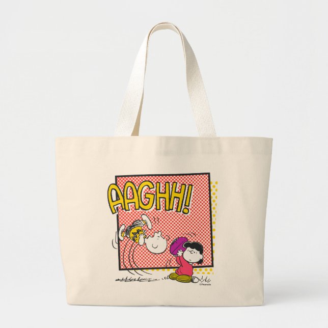 Charlie Brown and Lucy Football Comic Graphic Large Tote Bag (Front)
